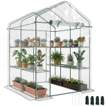 Outsunny 56" x 56" x 77" Walk-in Greenhouse, Portable Garden Flower Seed Warm House with 8 Shelves, Outdoor Plant Growth Hot House, PVC Cover, Transparent