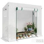 Outsunny 6.6' x 2.5' x 5.5' Patio Hot House, Walk-in Garden Greenhouse with Steel Frame, Door, Window for Balcony, Patio, White