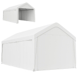 Outsunny Carport, 10 x 20 ft Portable Garage with 2 Roll-Up Doors and Removable Sidewalls for Car, Truck, Boat, White