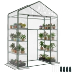 Outsunny 56" x 29" x 77" Portable Walk-in Greenhouse Garden Flower Plant Growing Warm House w/ 4 Tier Shelves and Roll Up Zippered Door, Transparent