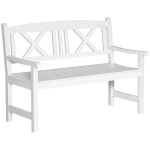 Outsunny 2-Seater Wooden Garden Bench, 4FT Outdoor Patio Loveseat with Unique X-Shape Back for Yard, Lawn, Porch, White