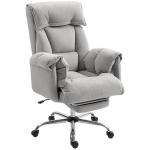 HOMCOM High Back Office Chair, Reclining Desk Chair with Footrest, High Resilience Foam, Rolling Wheels, Light Taupe Gray