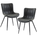 HOMCOM Dining Chairs Set of 2, PU Leather Upholstered Kitchen Chairs with Backrest and Steel Legs, Black
