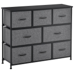 HOMCOM 8-Drawer Dresser, 3-Tier Fabric Chest of Drawers, Storage Tower Organizer Unit with Steel Frame for Bedroom, Hallway, Dark Gray