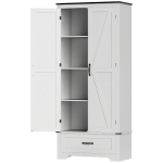 HOMCOM 72" Farmhouse Pantry Cabinet with Adjustable Shelves, Kitchen Pantry Cabinet with 2 Doors, White Wood Grain