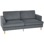 HOMCOM 3 Seater Sofa, 74" Modern Corduroy Upholstered Couch with Thick Spring Cushions, Solid Wood Legs, Armrests, Dark Grey