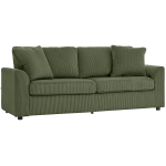 HOMCOM 3 Seater Sofa, 83.5" Modern Upholstered Couch with Pocket Spring and 2 Scatter Cushions for Living Room, Green