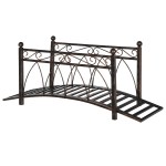 Outsunny 3.3' Metal Arch Zen Garden Bridge with Safety Siderails, Decorative Footbridge, Delicate Scrollwork & Corner Spheres for Stream, Fish Pond, Bronze