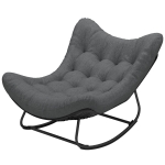 Outsunny Outdoor Rocking Chair, Oversized Patio Egg Chair with Padded Cushion, Rattan Wicker for Indoor, Backyard, Dark Grey