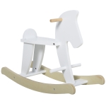 Qaba Wooden Rocking Horse Toddler Baby Ride-on Toys for Kids 1-3 Years with Classic Design & Solid Workmanship, White
