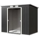 Outsunny 7 x 4ft Galvanised Steel Garden Shed, with Foundation Kit - Dark Grey
