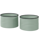 Outsunny Set of 2 Raised Garden Bed, Metal Planter Box with Safety Edging, Easy-to-assemble Stock Tank, Light Green