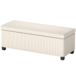HOMCOM 44 Inches Ottoman with Storage, Lid, Legs, Corduroy End of Bed Bench for Living Room, Bedroom, Entryway, Beige