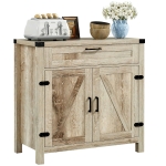 HOMCOM Modern Farmhouse Sideboard with Storage, Buffet Cabinet with 2 Barn Doors and Drawer for Dining Room, Oak
