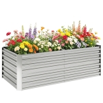 Outsunny Galvanized Raised Garden Bed, Steel Outdoor Planters with Reinforced Rods, 71" x 36" x 23", Silver