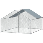 PawHut Metal Chicken Coop, 9.8 x 11.2 FT Walk-in Chicken Run with Cover, Lockable Door, Outdoor Poultry Cage for 10-15 Chickens