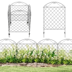 Outsunny Garden Fence, 4 Pack Steel Fence Panels, 11.5' L x 43" H, Rust-Resistant Decorative Border Flower Edging for Yard, Landscape, Patio, Outdoor Decor, Curved Vines