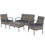 Outsunny 4 Pieces Patio Furniture Set with A Loveseat, Two Armchairs and A Coffee Table, Outdoor Conversation Set, Dark Grey