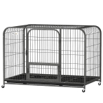 PawHut 48 Inch Heavy Duty Dog Crate, Large Metal Dog Cage with Lockable Wheels and Removable Tray
