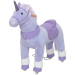 Qaba Ride on Unicorn Toy for Kids 4-7 Years, 37.8 Inch Plush Baby Rocking Horse with Wheels, No Battery Required, Purple