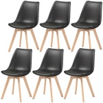 HOMCOM Modern Dining Table Chairs Set of 6, Rubber Wood Kitchen Table Chairs with PU Leather Cushion for Living Room, Bedroom