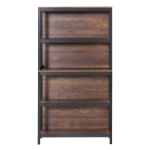 HOMCOM Shelves for Storage, 4 Tier Bookshelf Utility Organizer with Back Support and Anti-Topple Design, Walnut/Black