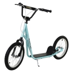 Aosom Youth Scooter Kick Scooter for Kids 5+, Max Load 220 LBS., with Adjustable Handlebar, 16" Inflatable Wheels, Dual Brakes, Blue