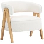 HOMCOM Sherpa Fleece Accent Chair, Upholstered Armchair with Solid Wood Legs and Steel Frame for Living Room, White