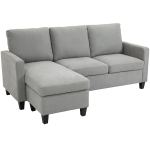 HOMCOM L-Shape Sofa, Modern Sectional Couch with Ottoman, Corner Sofa for Living Room, Light Grey
