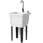 Outsunny Portable 23-Gallon Utility Sink Laundry Tub for Washing Room, Freestanding Laundry Sink with Soap Dispenser, White