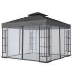 Outsunny 10'x10' Garden Gazebo Patio Canopy Portable Party Event Backyard w/ Mosquito Netting Dark Grey