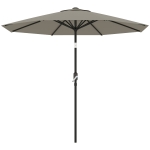 Outsunny Aluminum Patio Umbrella, Garden Outdoor Parasol, Sun Shelter, 8.5ft, Light Grey