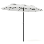 Outsunny Double Sided Patio Umbrella, 9.7' Large Outdoor Market Umbrella with Push Button Tilt and Crank, 3 Air Vents and 12 Ribs, for Garden, Deck, Pool, White