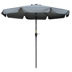 Outsunny 8.5 ft Outdoor Market Table Umbrella, Round Patio Umbrella with Tilt and Crank for Garden, Backyard, Deck, Dark Grey