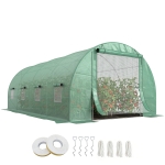 Outsunny Steel Frame Walk-In Tunnel Greenhouse Garden Warm House Large Hot House Kit with Windows & Door, 19' x 10' x 7', Green