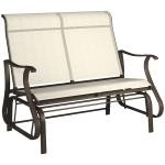 Outsunny 2-Person Outdoor Glider Bench, Patio Glider Loveseat Chair with Powder Coated Steel Frame, 2 Seats Porch Rocking Glider for Backyard, Lawn and Garden, Beige