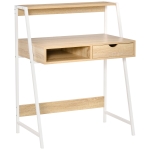 HOMCOM Home Office desk, Computer Desk for Small Spaces, Study Table with Drawer and Storage Shelves, Natural