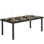 Outsunny 75" x 35" Outdoor Dining Table for 8 People, Rectangular Aluminum Frame Garden Table with All-Weather Faux Wood Top for Lawn, Patio, Black