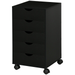 HOMCOM File Cabinet with 5 Drawer Wheels, 15.7" x 15.7" x 26.4", Black