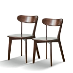 Set of 2 Dining Chairs with Curved Ergonomic Back, Comfortable Side Chairs with Wide Seat, 19.5″ L x 18.5″ W x 31.5″ H, Walnut
