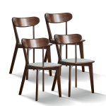4-Piece Dining Chair Set with Ergonomic Curved Back, Comfortable Side Chair Set with Rounded Edges, 19.5″ L x 18.5″ W x 31.5″ H, Walnut