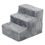 PawHut 3-Step Dog Ramp for Sofa, Bed, and Couch, with Removable Cover, Light Grey