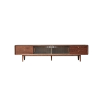 Modern TV Stand with 2 Pull-Out Storage Cabinets, Sturdy TV Cabinet with 5-Leg Stable Support, 78.5″ L x 13.5″ W x 17.5″ H, Walnut