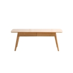 Modern Coffee Table with Mortise-and-Tenon Construction, Sturdy Center Table with Handy Lower Shelf, 39.5″ L x 19.5″ W x 17.5″ H, Oak