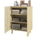 HOMCOM Boho Sideboard, Buffet Cabinet with Storage, Accent Cabinet with 2 Rattan Doors and Adjustable Shelves, Natural