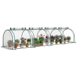 Outsunny 13' L x 3' W x 2.5' H Portable Tunneled Greenhouse with 4 Zippered Doors, Water/UV Fighting PVC Cover