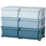 Qaba 3 Tier Kids Toy Organizer and Storage Bins with 6 Plastic Drawers, Blue