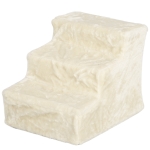 PawHut 3-Step Dog Ramp for Sofa, Bed, and Couch, Pet Steps Ladder with Removable Cover, Beige