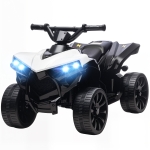 Qaba 6V Kids ATV, 4 Wheeler Electric Ride on Car with Music and LED Headlights, for Ages 37-72 Months Boys and Girls, White