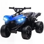 Qaba 6V Kids ATV, 4 Wheeler Electric Ride on Car with Music and LED Headlights, for Ages 37-72 Months Boys and Girls, Blue